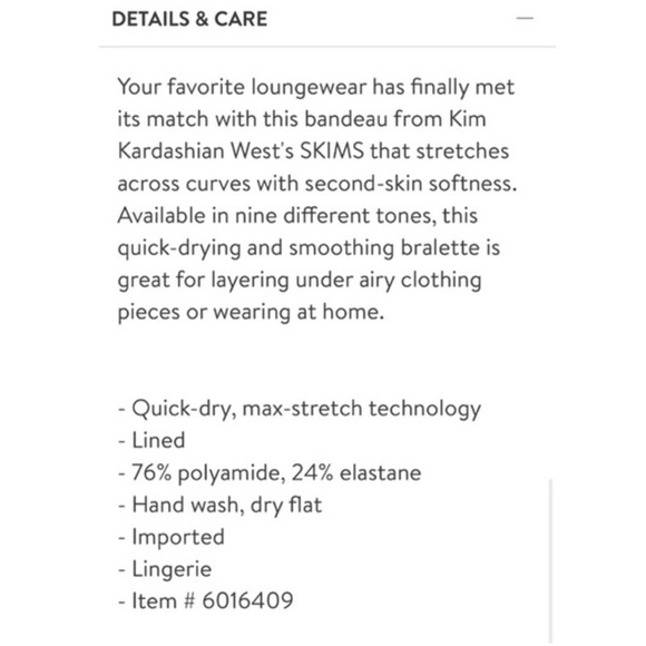 NWOT SKIMS FITS EVERYBODY BANDEAU. Size XS - Picture 7 of 8